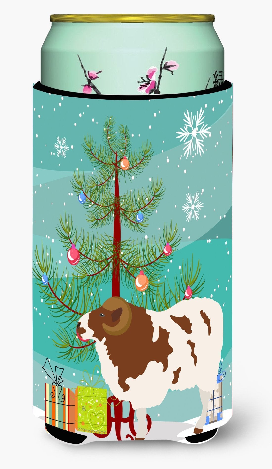 Jacob Sheep Christmas Tall Boy Hugger Can Cooler Sleeve Machine Washable Drink Collapsible Insulator Beverage Insulated Holder