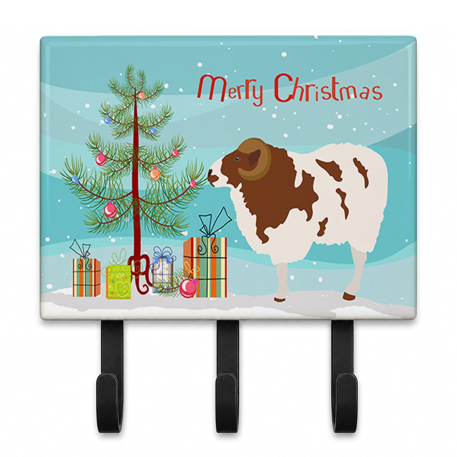 Jacob Sheep Christmas Leash or Key Holder Wall Hooks, Coat Rack Wall Mount, for Hanging Keys, Towels, Aprons, Leashes