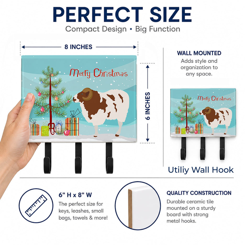 Jacob Sheep Christmas Leash or Key Holder Wall Hooks, Coat Rack Wall Mount, for Hanging Keys, Towels, Aprons, Leashes