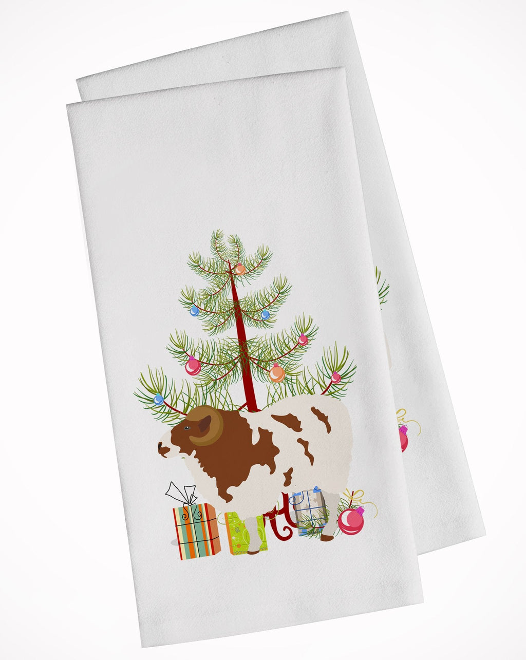 Jacob Sheep Christmas Kitchen Towel Set of 2 White Dish Towels Decorative Bathroom Hand towel for Hand, Face, Hair, Yoga, Tea, Dishcloth, 19 X 28", White