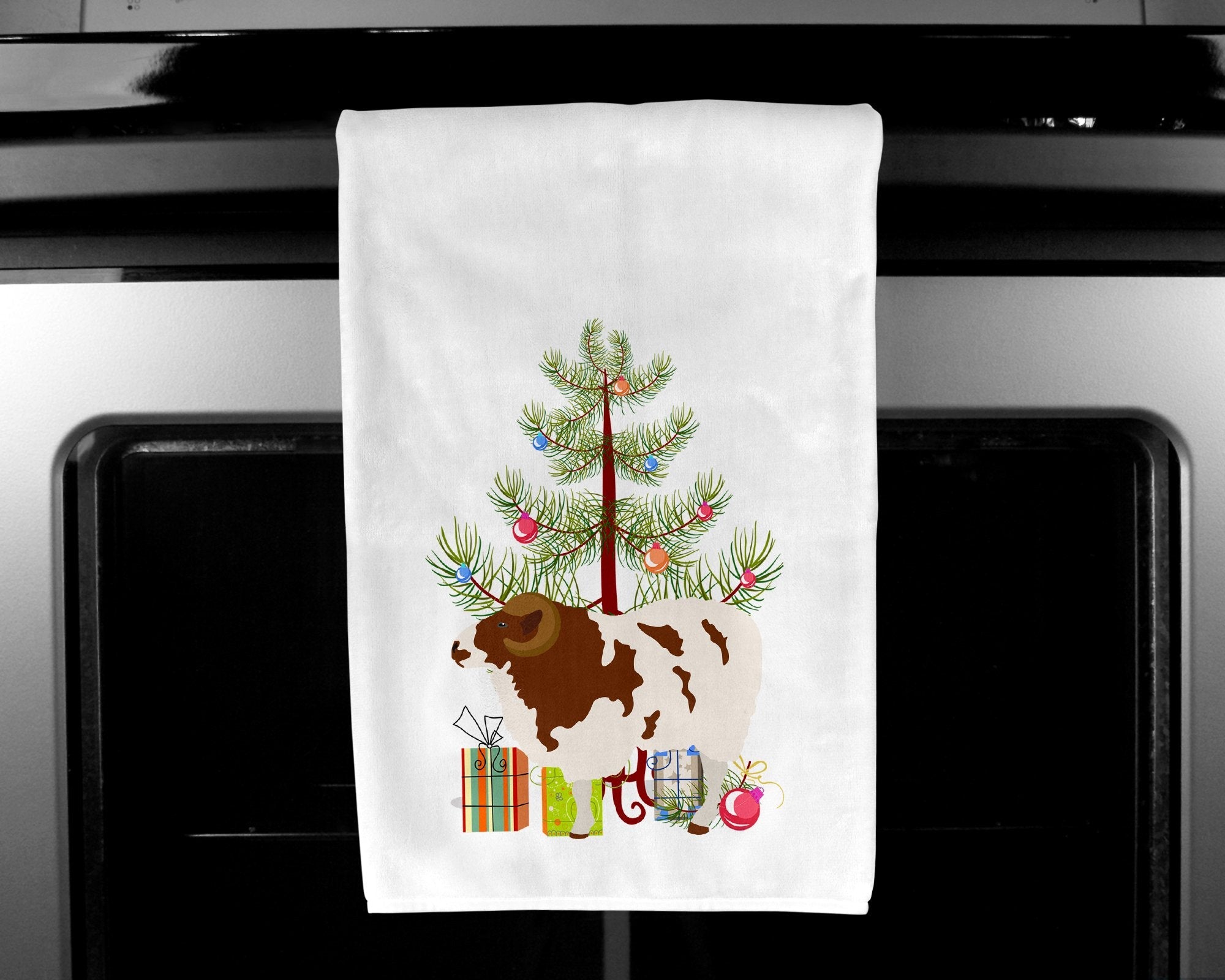 Jacob Sheep Christmas Kitchen Towel Set of 2 White Dish Towels Decorative Bathroom Hand towel for Hand, Face, Hair, Yoga, Tea, Dishcloth, 19 X 28", White