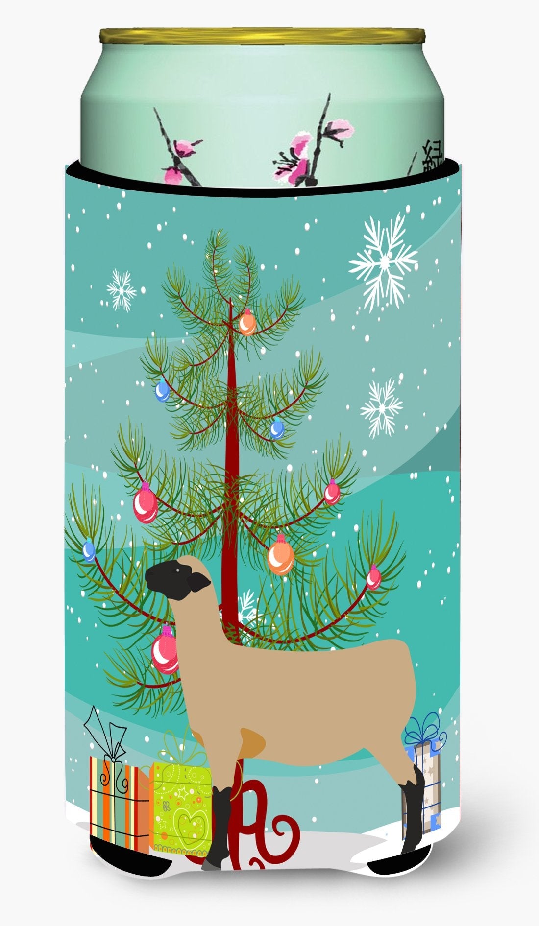 Hampshire Down Sheep Christmas Tall Boy Hugger Can Cooler Sleeve Machine Washable Drink Collapsible Insulator Beverage Insulated Holder