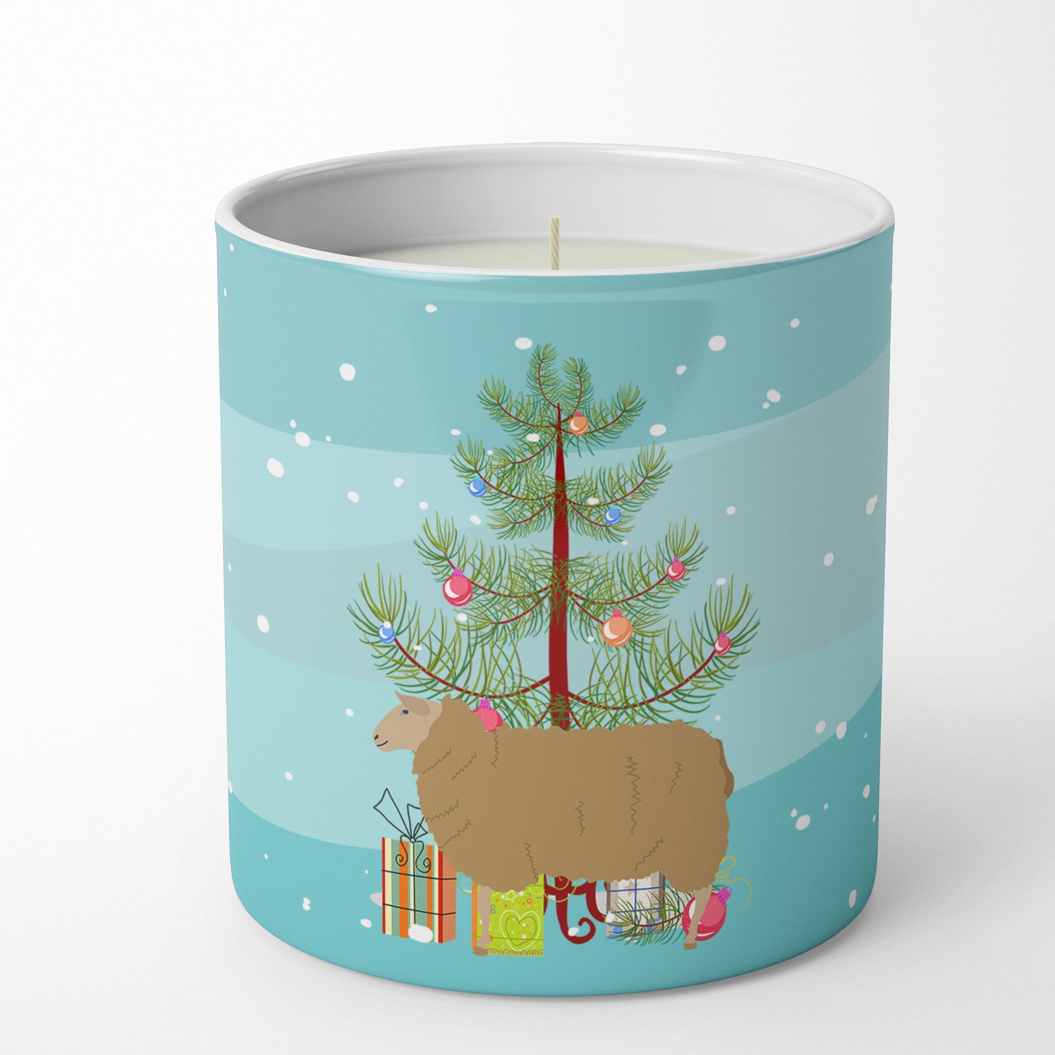 East Friesian Sheep Christmas Decorative Soy Candle Nature Soy Wax Essential Oil Home Decor Ideal for Bedroom Kitchen Bath Office Gift, 10 oz