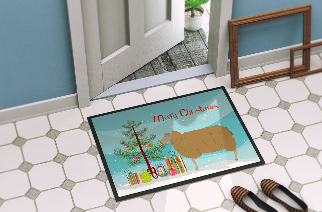 East Friesian Sheep Christmas Doormat Indoor Outdoor 24H X 36W Front Door Mat Rugs for Entryway, Non Slip Washable Low Pile,