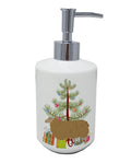 East Friesian Sheep Christmas Ceramic Soap Dispenser , Empty Refillable Hand Soap Pump Bottle for Bathroom Kitchen