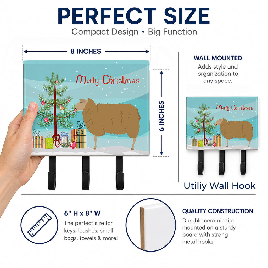 East Friesian Sheep Christmas Leash or Key Holder Wall Hooks, Coat Rack Wall Mount, for Hanging Keys, Towels, Aprons, Leashes