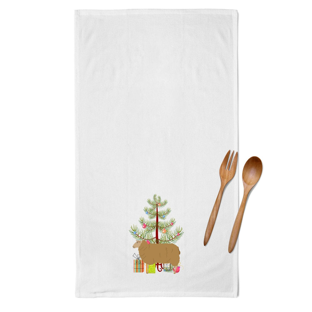 East Friesian Sheep Christmas Kitchen Towel Set of 2 White Dish Towels Decorative Bathroom Hand towel for Hand, Face, Hair, Yoga, Tea, Dishcloth, 19 X 28", White