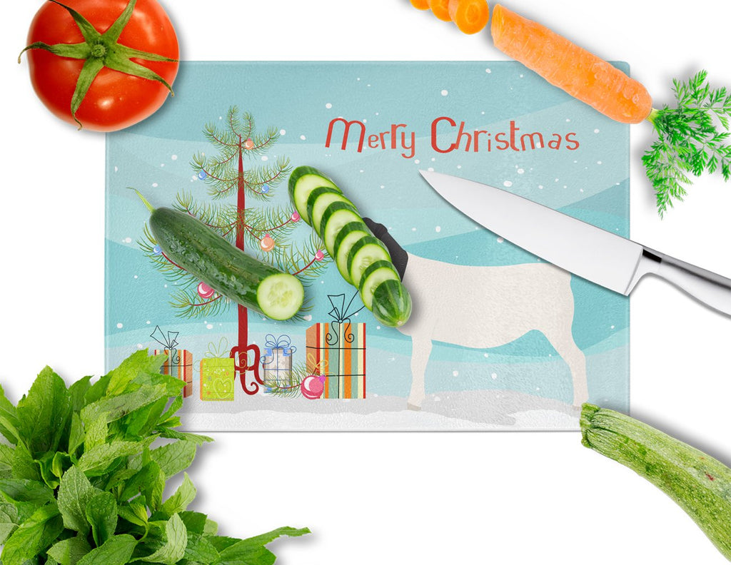 Dorper Sheep Christmas Cutting Board Tempered Glass Kitchen Cutting Surface, Heat Resistant Chopping, Non-Slip Feet, Food Prep & Serving