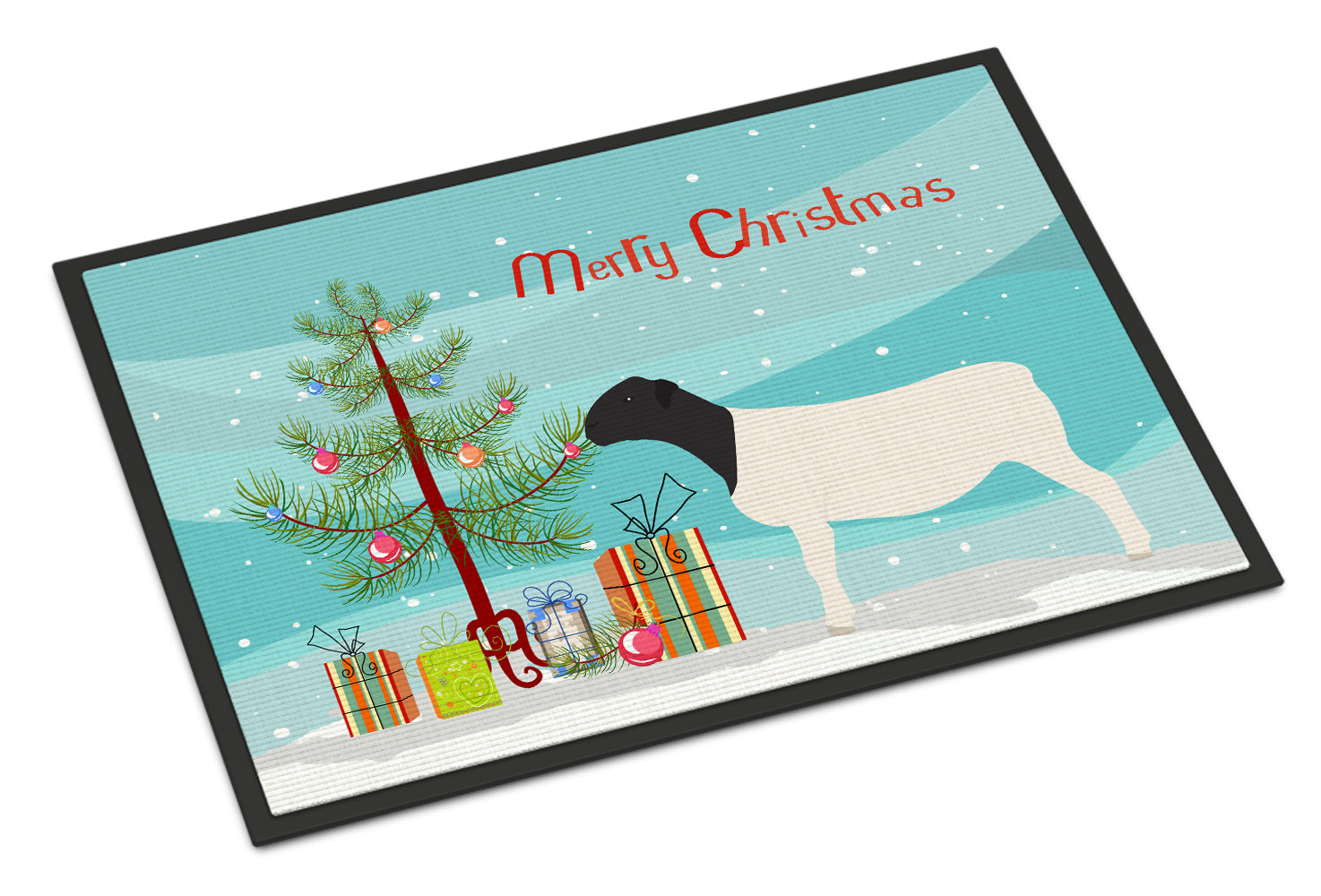 Dorper Sheep Christmas Doormat Indoor Outdoor 18H X 27W Front Door Mat Rugs for Entryway, Non Slip Washable