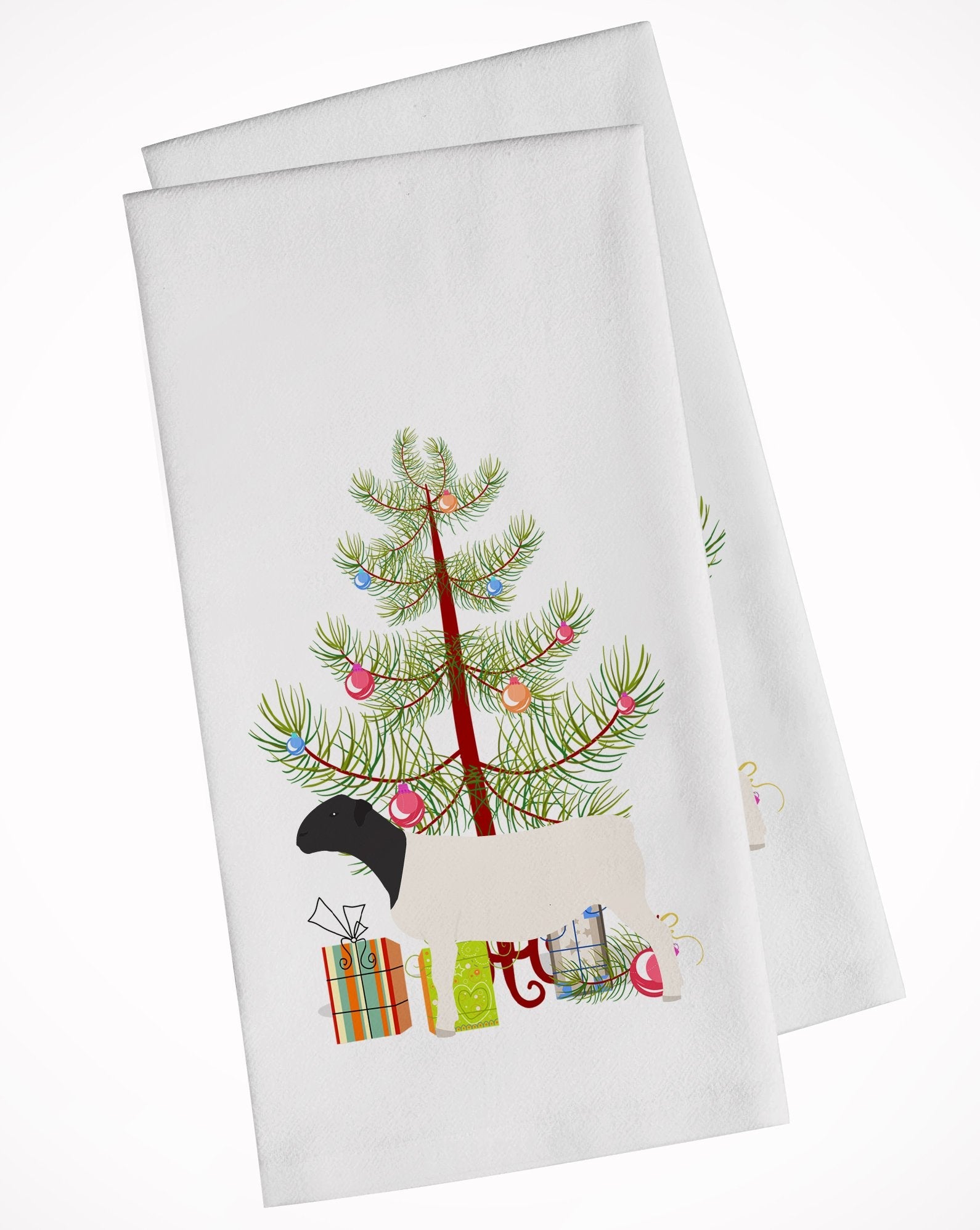 Dorper Sheep Christmas Kitchen Towel Set of 2 White Dish Towels Decorative Bathroom Hand towel for Hand, Face, Hair, Yoga, Tea, Dishcloth, 19 X 28", White