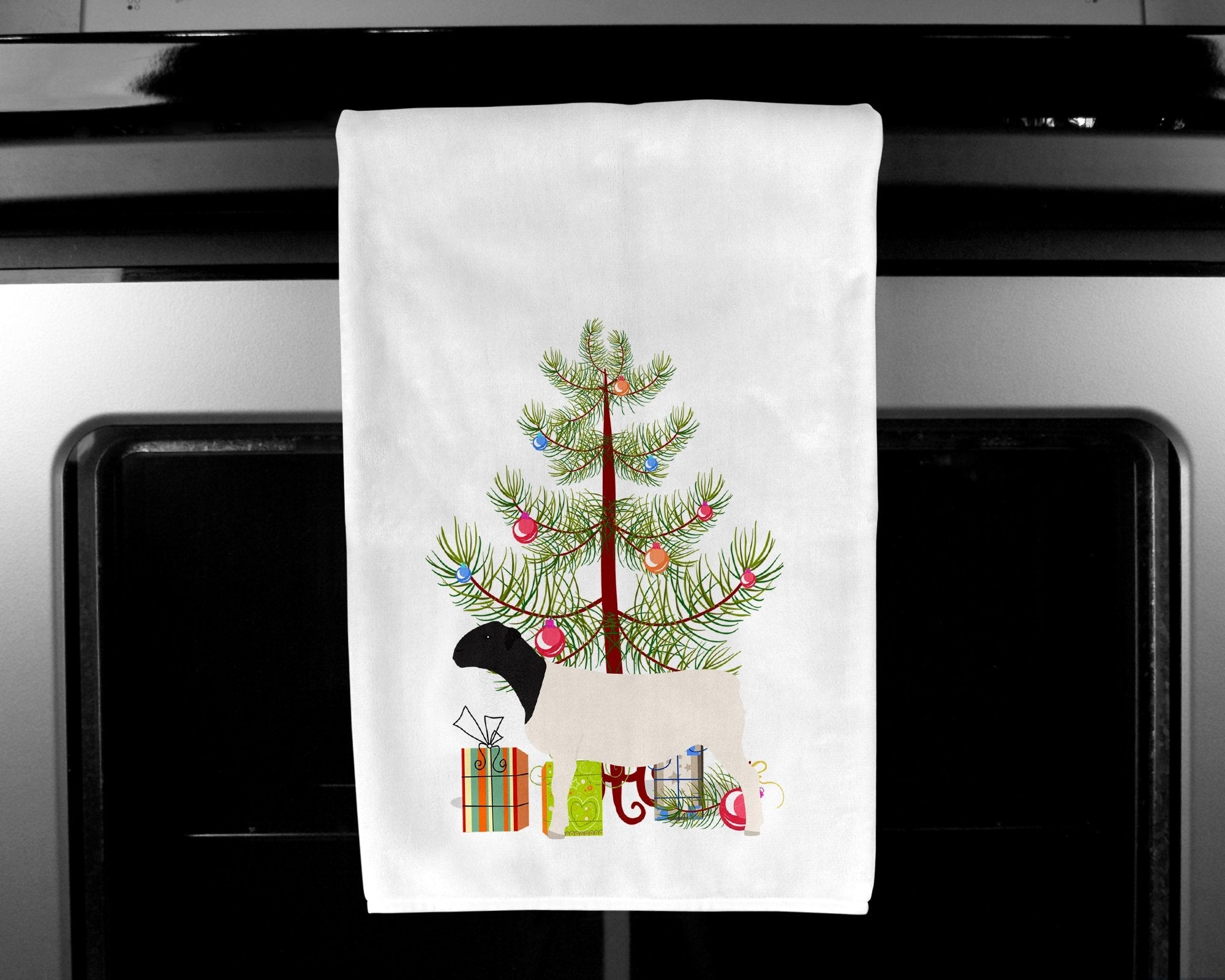 Dorper Sheep Christmas Kitchen Towel Set of 2 White Dish Towels Decorative Bathroom Hand towel for Hand, Face, Hair, Yoga, Tea, Dishcloth, 19 X 28", White