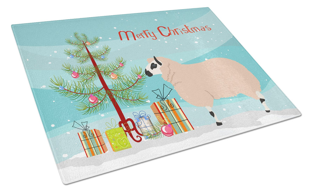 Kerry Hill Sheep Christmas Cutting Board Tempered Glass Kitchen Cutting Surface, Heat Resistant Chopping, Non-Slip Feet, Food Prep & Serving