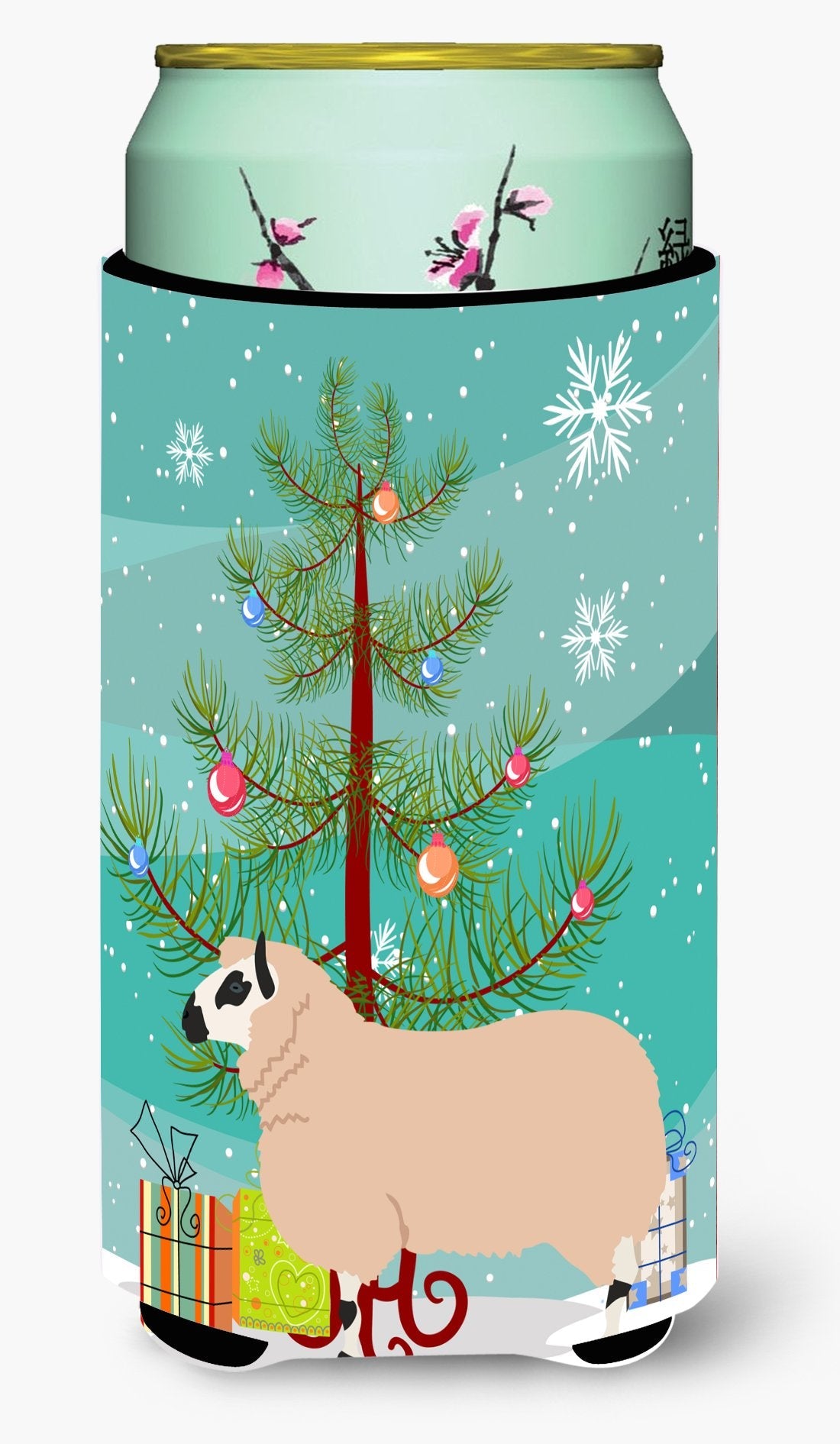 Kerry Hill Sheep Christmas Tall Boy Hugger Can Cooler Sleeve Machine Washable Drink Collapsible Insulator Beverage Insulated Holder