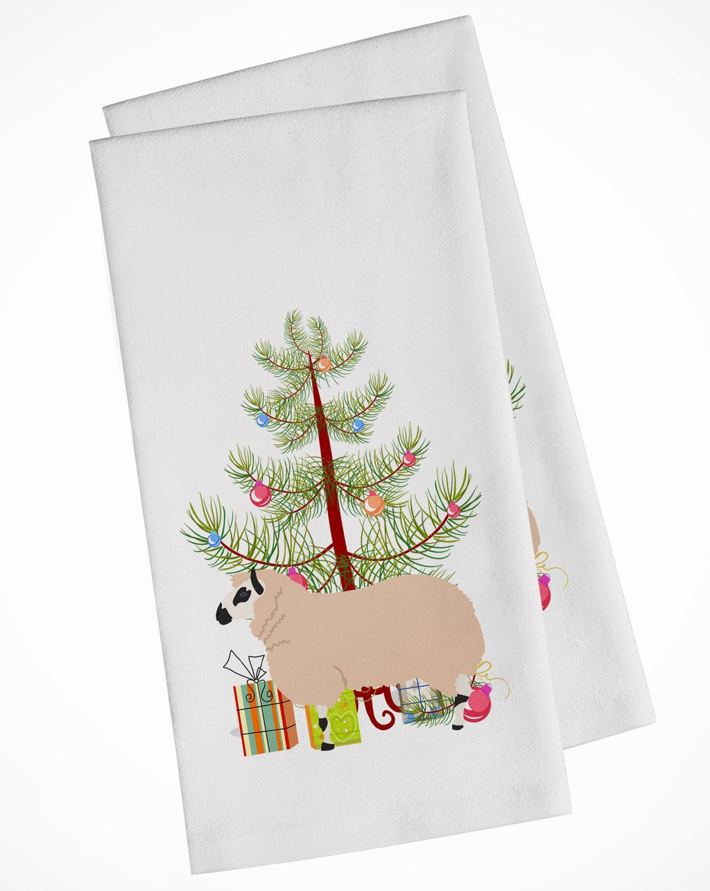 Kerry Hill Sheep Christmas Kitchen Towel Set of 2 White Dish Towels Decorative Bathroom Hand towel for Hand, Face, Hair, Yoga, Tea, Dishcloth, 19 X 28", White