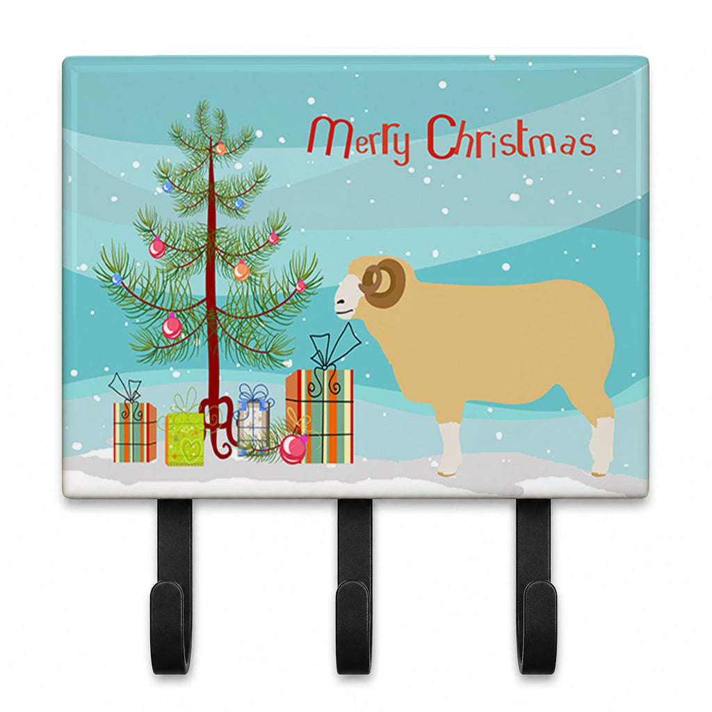 Horned Dorset Sheep Christmas Leash or Key Holder Wall Hooks, Coat Rack Wall Mount, for Hanging Keys, Towels, Aprons, Leashes