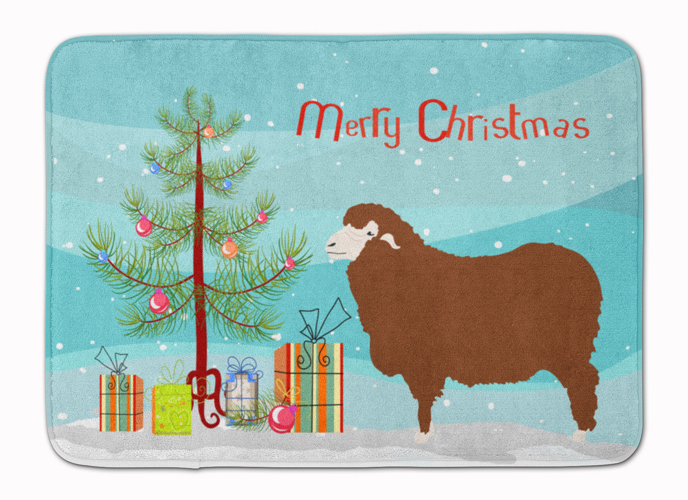 Merino Sheep Christmas Memory Foam Kitchen Mat Machine Washable Anti-Fatigue Cushion Comfort Bath or Kitchen Rug