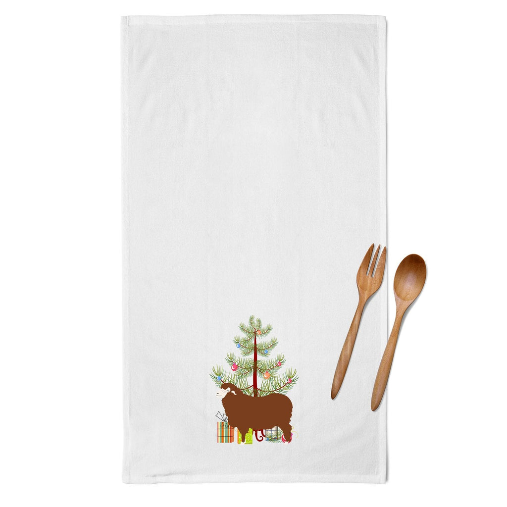 Merino Sheep Christmas Kitchen Towel Set of 2 White Dish Towels Decorative Bathroom Hand towel for Hand, Face, Hair, Yoga, Tea, Dishcloth, 19 X 28", White