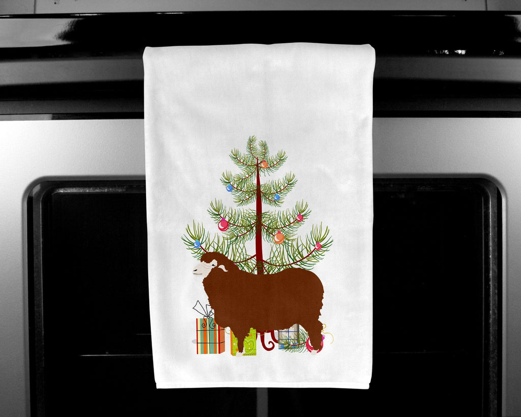Merino Sheep Christmas Kitchen Towel Set of 2 White Dish Towels Decorative Bathroom Hand towel for Hand, Face, Hair, Yoga, Tea, Dishcloth, 19 X 28", White