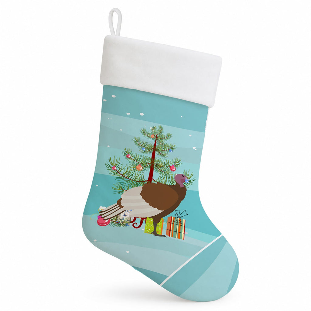 Bourbon Red Turkey Hen Christmas Holiday Stocking Double-Sided Print, Polyester Suede,11x18, Made in USA