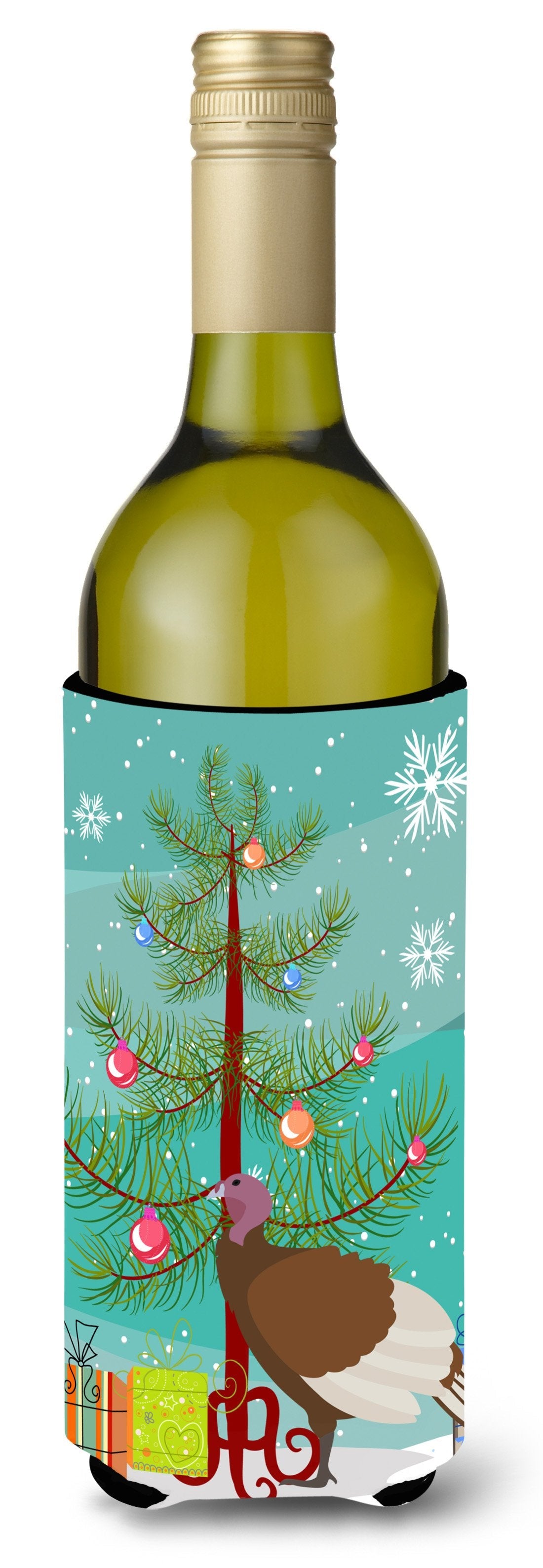 Bourbon Red Turkey Hen Christmas Wine Bottle Hugger Gift Sleeve for Standard 750 ml Bottles, Insulated Reusable Also Fits Mini Shot & Pint Bottles