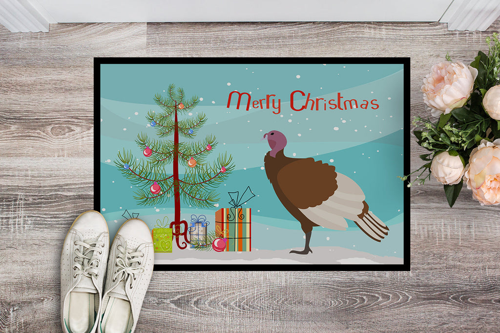 Bourbon Red Turkey Hen Christmas Doormat Indoor Outdoor 18H X 27W Front Door Mat Rugs for Entryway, Non Slip Washable