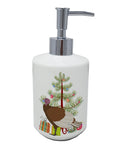 Bourbon Red Turkey Hen Christmas Ceramic Soap Dispenser , Empty Refillable Hand Soap Pump Bottle for Bathroom Kitchen