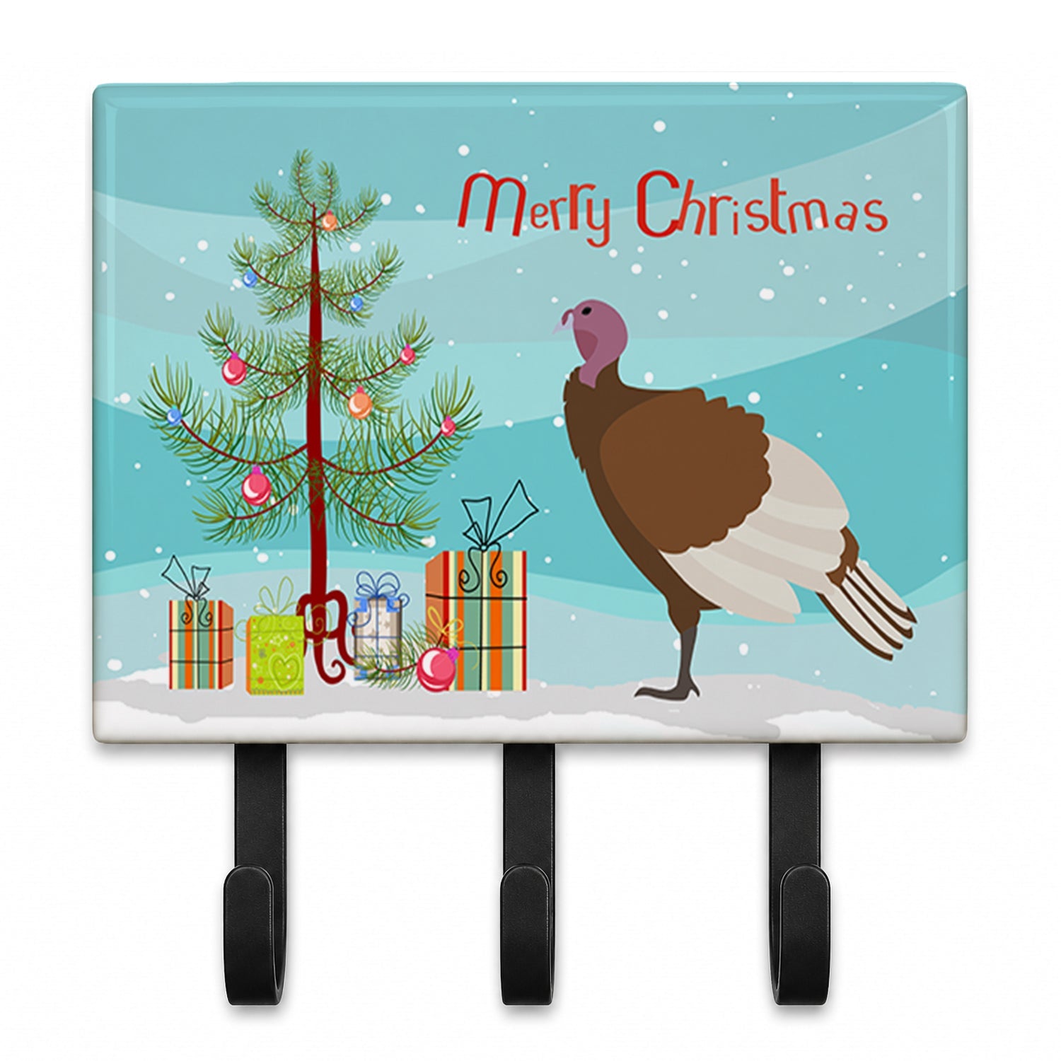 Bourbon Red Turkey Hen Christmas Leash or Key Holder Wall Hooks, Coat Rack Wall Mount, for Hanging Keys, Towels, Aprons, Leashes