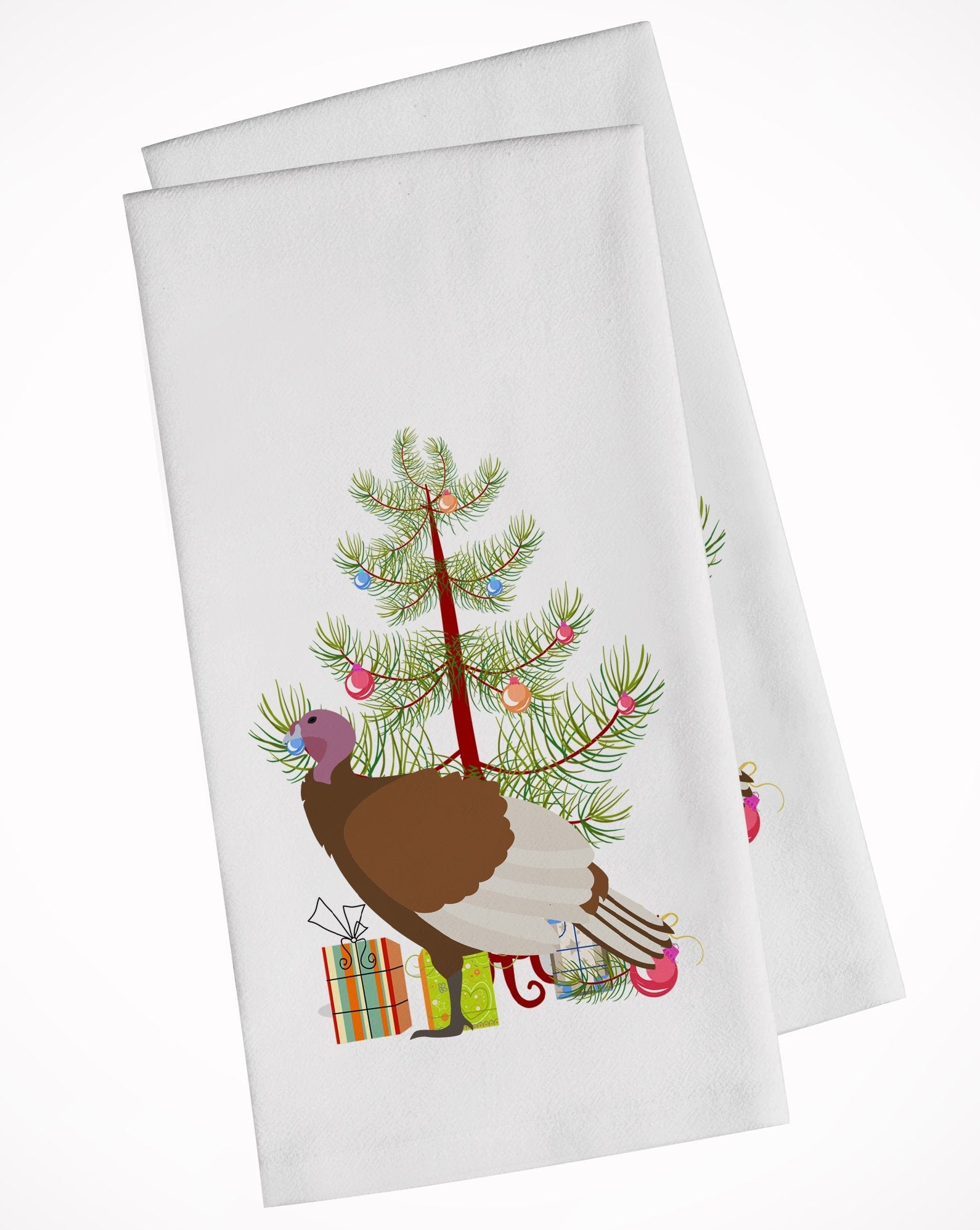 Bourbon Red Turkey Hen Christmas Kitchen Towel Set of 2 White Dish Towels Decorative Bathroom Hand towel for Hand, Face, Hair, Yoga, Tea, Dishcloth, 19 X 28", White
