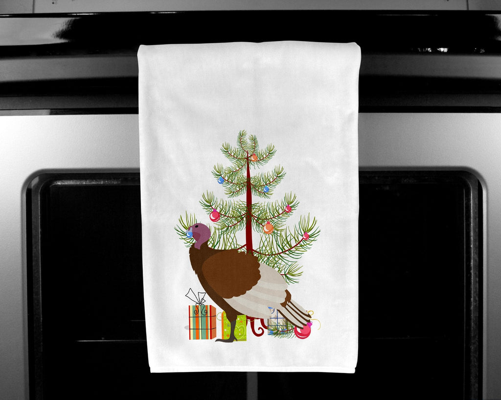 Bourbon Red Turkey Hen Christmas Kitchen Towel Set of 2 White Dish Towels Decorative Bathroom Hand towel for Hand, Face, Hair, Yoga, Tea, Dishcloth, 19 X 28", White