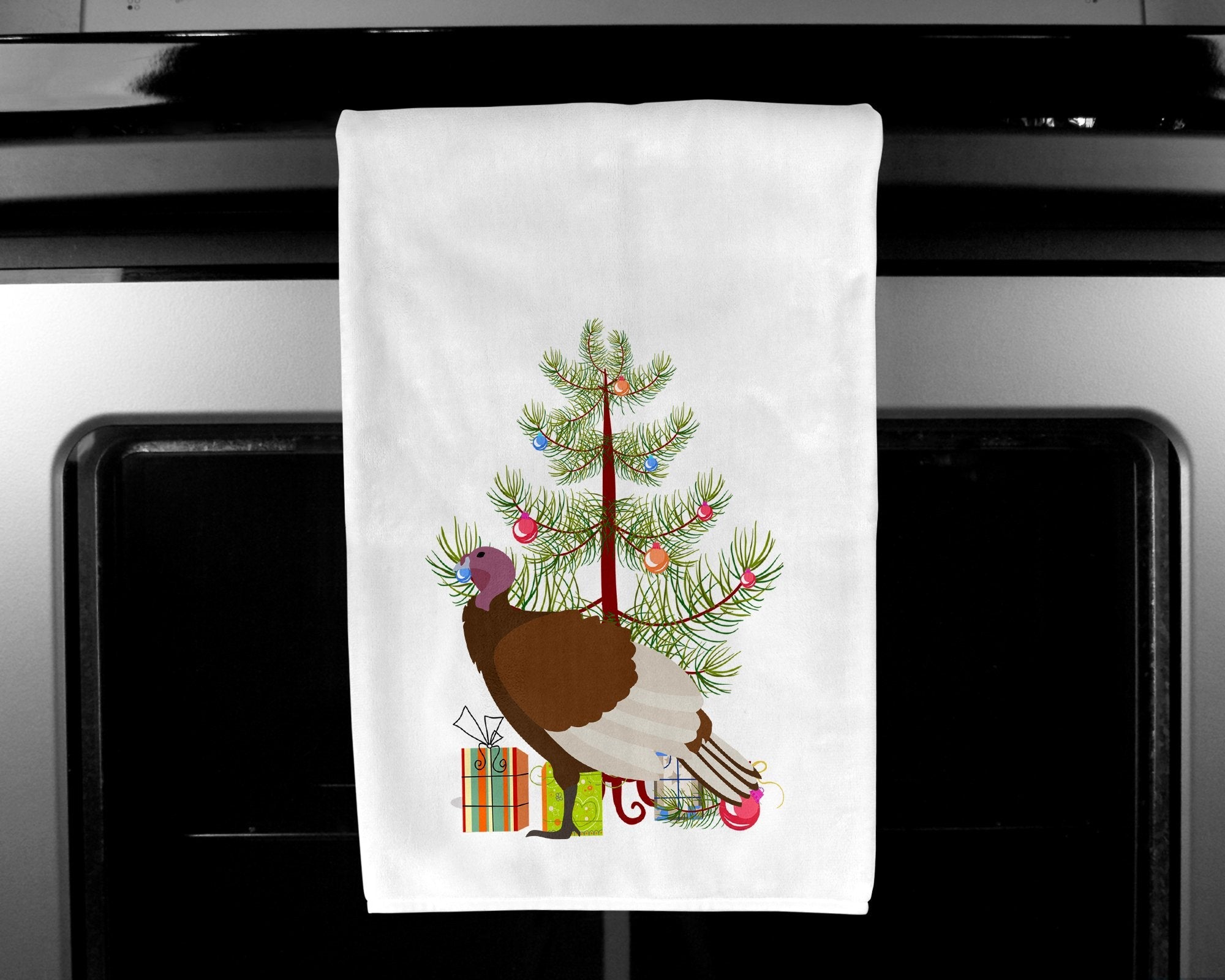 Bourbon Red Turkey Hen Christmas Kitchen Towel Set of 2 White Dish Towels Decorative Bathroom Hand towel for Hand, Face, Hair, Yoga, Tea, Dishcloth, 19 X 28", White
