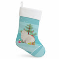 White Holland Turkey Christmas Holiday Stocking Double-Sided Print, Polyester Suede,11x18, Made in USA