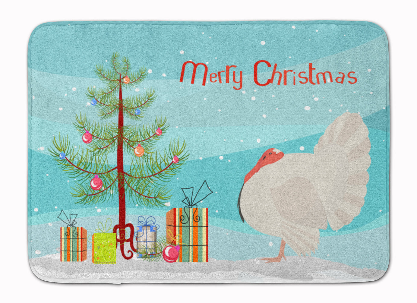 White Holland Turkey Christmas Memory Foam Kitchen Mat Machine Washable Anti-Fatigue Cushion Comfort Bath or Kitchen Rug