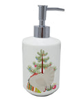 White Holland Turkey Christmas Ceramic Soap Dispenser , Empty Refillable Hand Soap Pump Bottle for Bathroom Kitchen