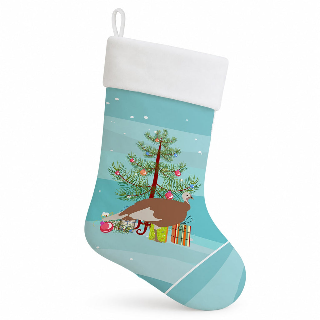 Jersey Buff Turkey Hen Christmas Holiday Stocking Double-Sided Print, Polyester Suede,11x18, Made in USA