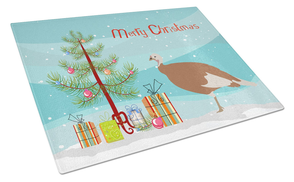 Jersey Buff Turkey Hen Christmas Cutting Board Tempered Glass Kitchen Cutting Surface, Heat Resistant Chopping, Non-Slip Feet, Food Prep & Serving