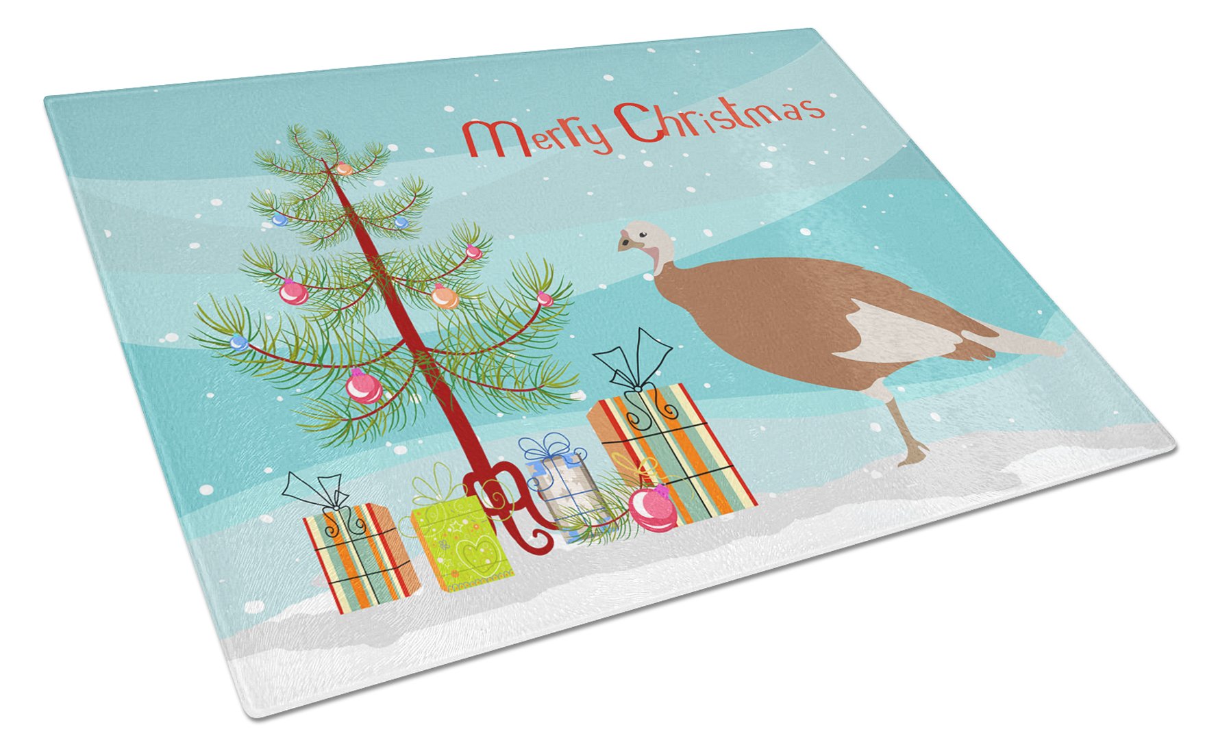 Jersey Buff Turkey Hen Christmas Cutting Board Tempered Glass Kitchen Cutting Surface, Heat Resistant Chopping, Non-Slip Feet, Food Prep & Serving