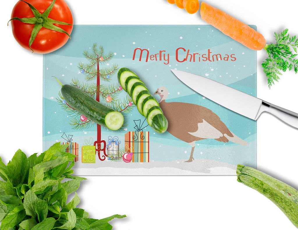 Jersey Buff Turkey Hen Christmas Cutting Board Tempered Glass Kitchen Cutting Surface, Heat Resistant Chopping, Non-Slip Feet, Food Prep & Serving