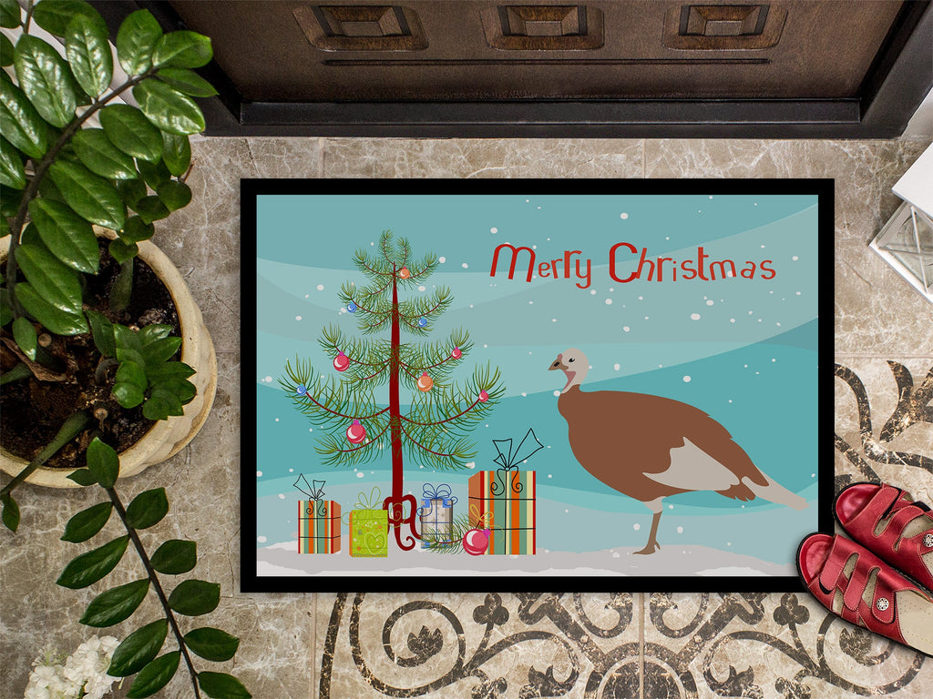 Jersey Buff Turkey Hen Christmas Doormat Indoor Outdoor 18H X 27W Front Door Mat Rugs for Entryway, Non Slip Washable