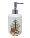 Jersey Buff Turkey Hen Christmas Ceramic Soap Dispenser , Empty Refillable Hand Soap Pump Bottle for Bathroom Kitchen