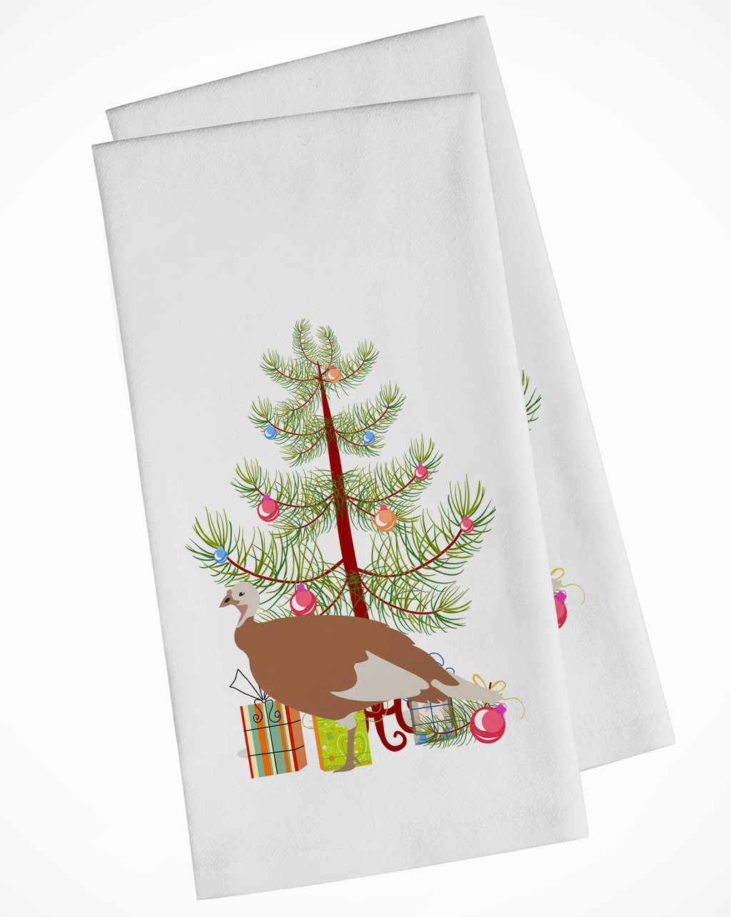 Jersey Buff Turkey Hen Christmas Kitchen Towel Set of 2 White Dish Towels Decorative Bathroom Hand towel for Hand, Face, Hair, Yoga, Tea, Dishcloth, 19 X 28", White