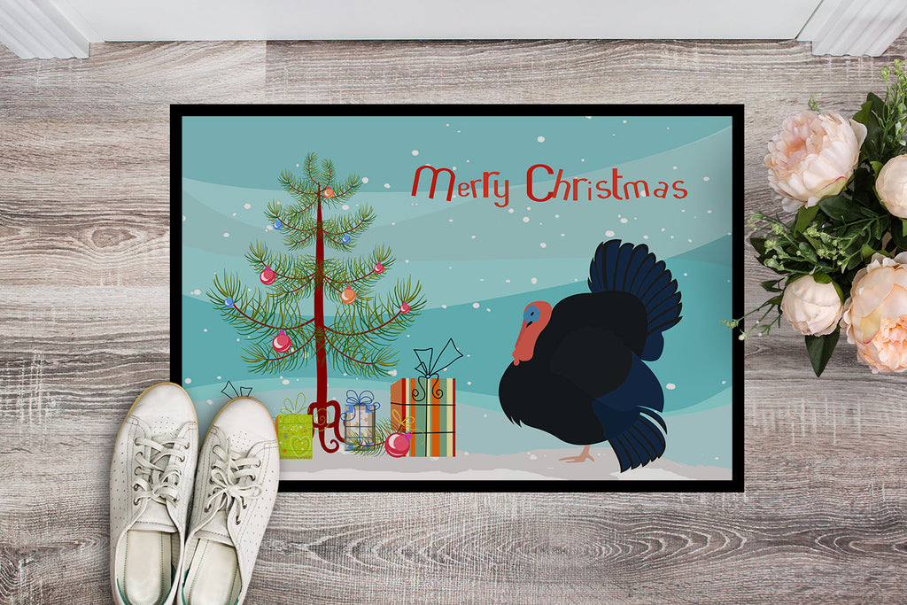 Norfolk Black Turkey Christmas Doormat Indoor Outdoor 24H X 36W Front Door Mat Rugs for Entryway, Non Slip Washable Low Pile,