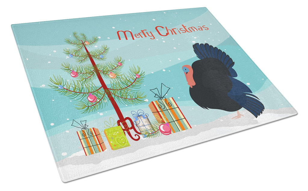 Norfolk Black Turkey Christmas Cutting Board Tempered Glass Kitchen Cutting Surface, Heat Resistant Chopping, Non-Slip Feet, Food Prep & Serving