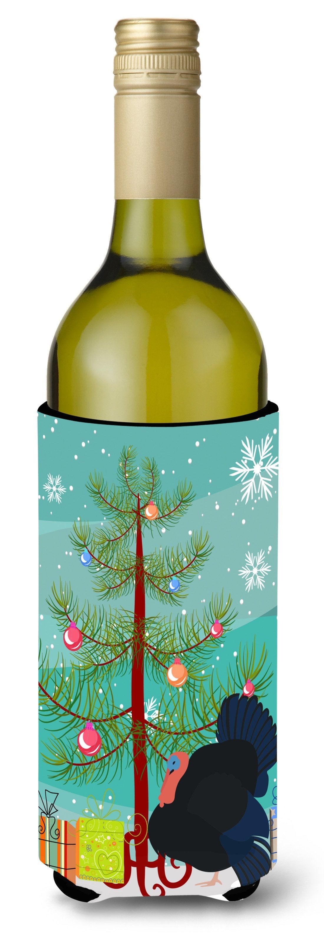 Norfolk Black Turkey Christmas Wine Bottle Hugger Gift Sleeve for Standard 750 ml Bottles, Insulated Reusable Also Fits Mini Shot & Pint Bottles