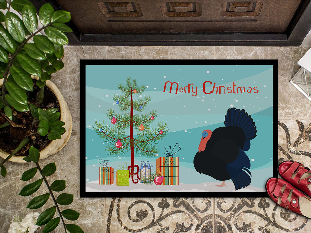 Norfolk Black Turkey Christmas Doormat Indoor Outdoor 18H X 27W Front Door Mat Rugs for Entryway, Non Slip Washable