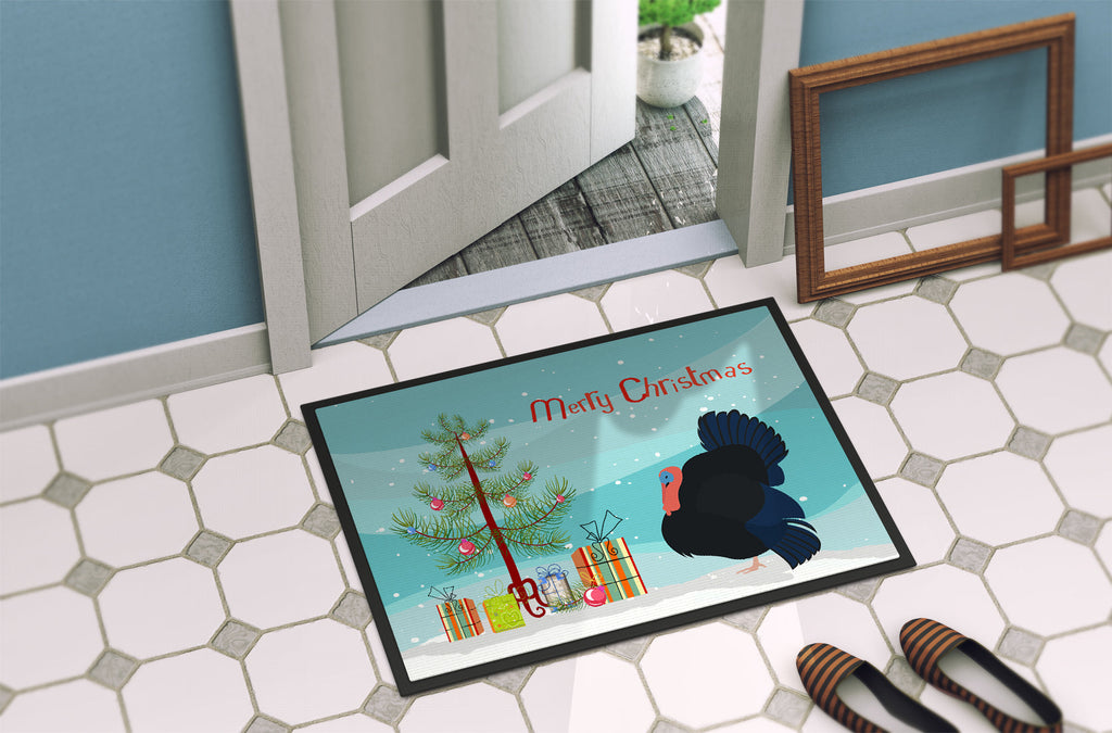 Norfolk Black Turkey Christmas Doormat Indoor Outdoor 18H X 27W Front Door Mat Rugs for Entryway, Non Slip Washable