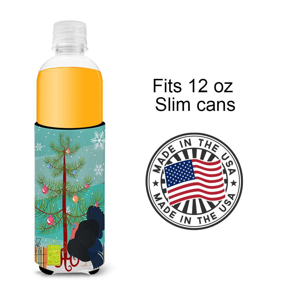 Norfolk Black Turkey Christmas Slim Can Hugger , Insulated Foam Hugger for 12 oz Slim Cans, Beer Bottles & Water Bottles, Printed in USA
