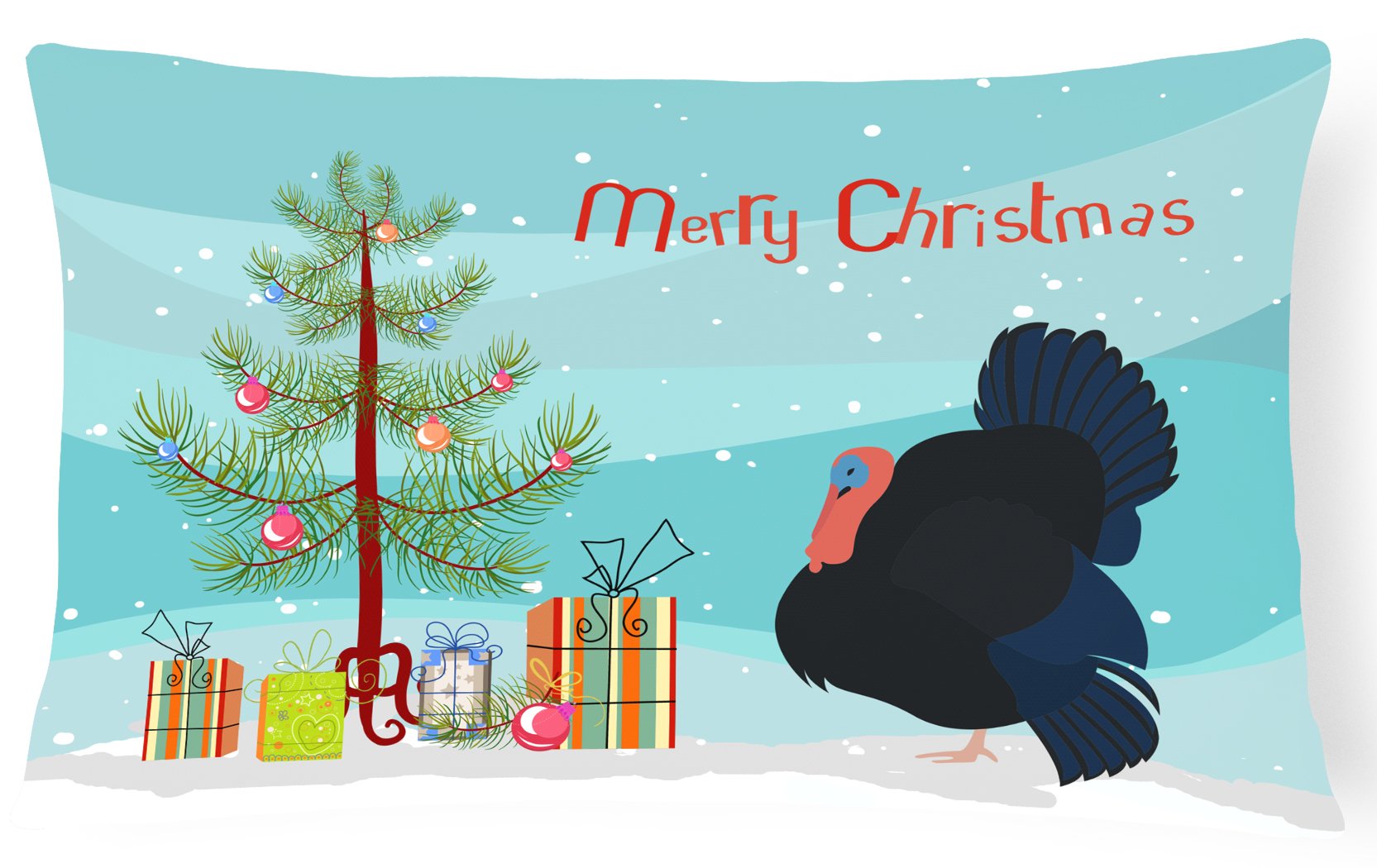 Norfolk Black Turkey Christmas Decorative Throw Pillow 12x16 Indoor Outdoor Accent Cushion, Fabric Cover with Insert for Sofa, Bed, Porch & Living Room