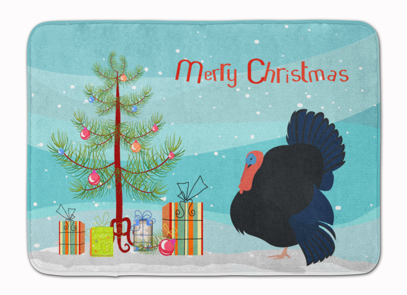 Norfolk Black Turkey Christmas Memory Foam Kitchen Mat Machine Washable Anti-Fatigue Cushion Comfort Bath or Kitchen Rug