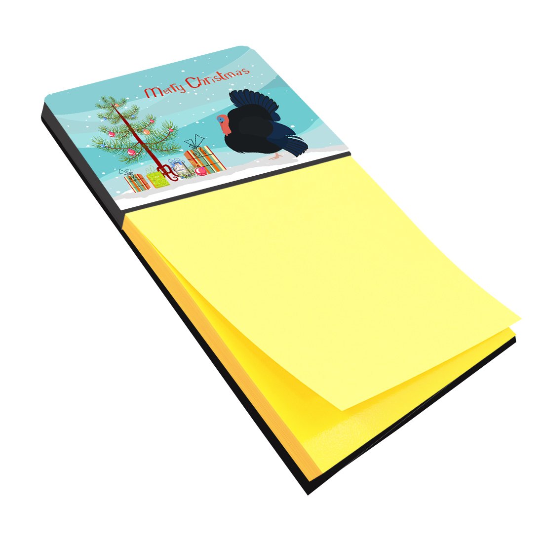 Norfolk Black Turkey Christmas Watercolor Sticky Note Holder Refillable Dispenser Desk Accessory 3x3 Pad Gift