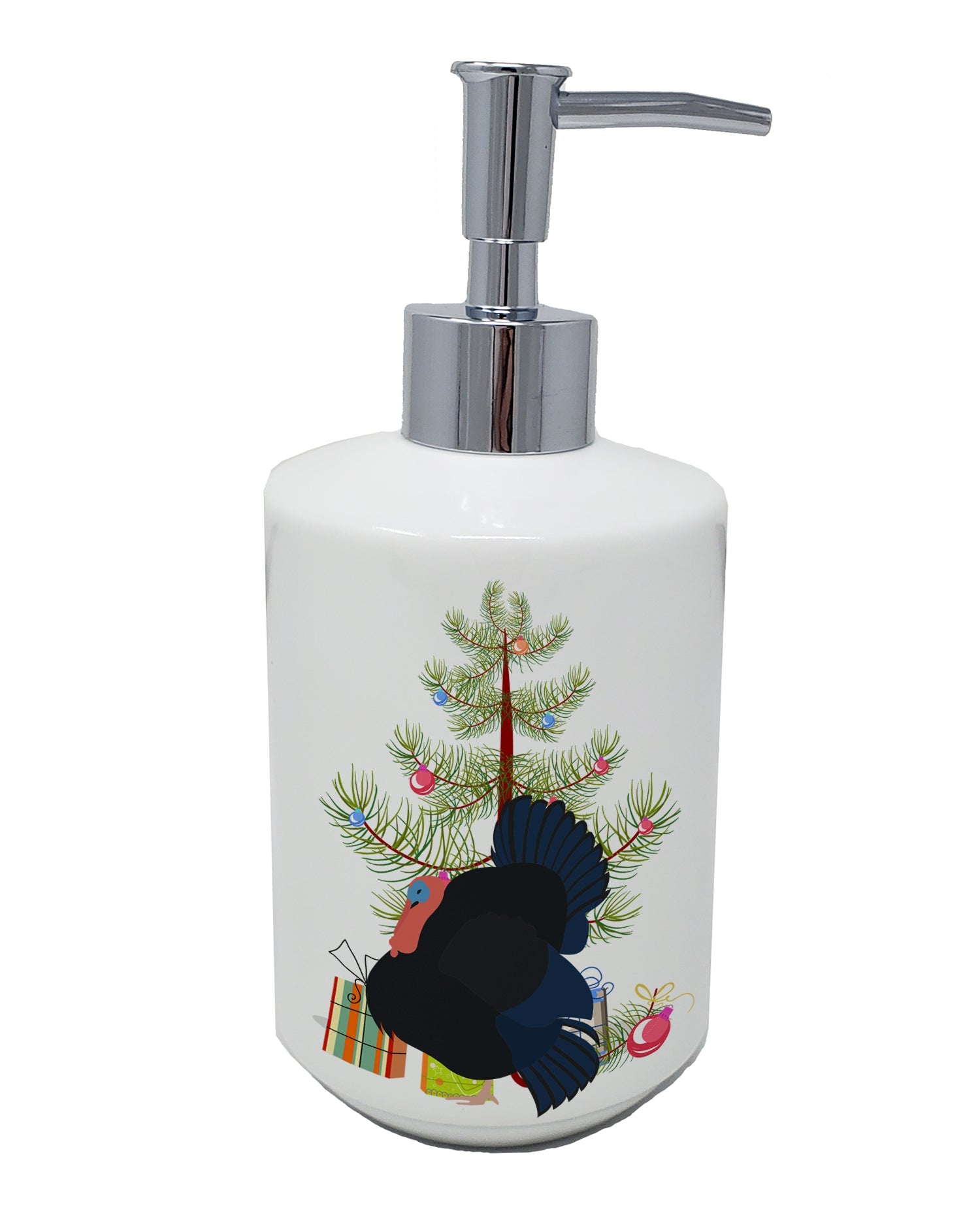 Norfolk Black Turkey Christmas Ceramic Soap Dispenser , Empty Refillable Hand Soap Pump Bottle for Bathroom Kitchen